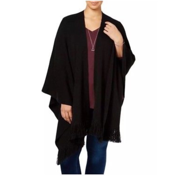 Style & Co. Sweaters - NWT Style & Co. Fringed Knit Wrap Sweater